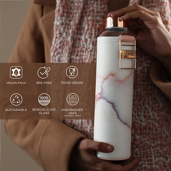 Glasafe Vego Sip Borosilicate Glass Bottle with Vegan Sleeve Dual Combo-1