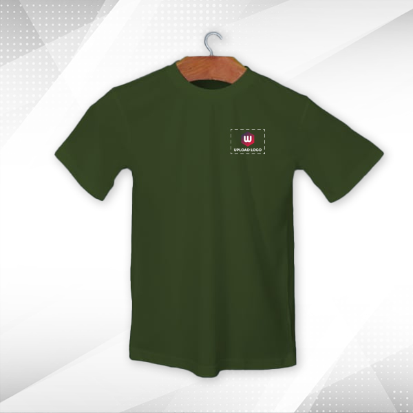 Skinta Fit Half Sleeve Round Neck T-Shirt for Men (Green) - Custom Logo Left Chest-3