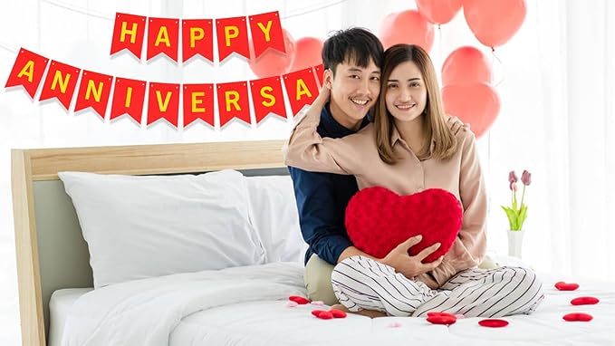 Happy Anniversary Glitter Banner - Red-2