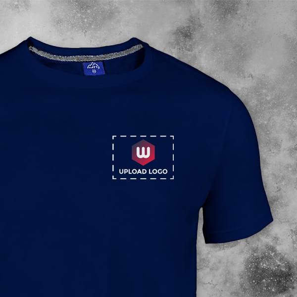 Ruffty Crew Neck Cotton T-shirt for Men True Navy - Custom Logo Left Chest-1