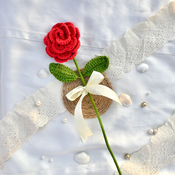 Everlasting Handcrafted Crochet Rose - A Timeless Symbol of Love-1