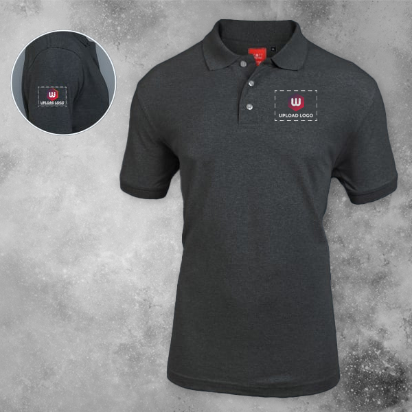 Scott Young Polo T-shirt for Men (Charcoal Grey) - Custom Logo Left Chest & Right Arm-0