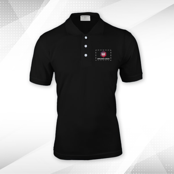 Embroidered Classic Polo T-shirt for Men Black – Custom Logo Left Chest