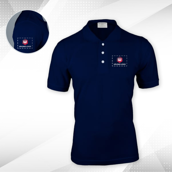 Embroidered Classic Polo T-shirt for Men Navy Blue – Custom Logo Left Chest & Right Arm