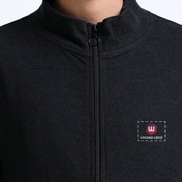 Caslay High Neck Jacket with Custom Logo (Charcoal Melange)-3