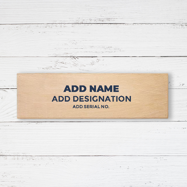 Wooden Name Plate – With Name, Designation & Serial No -Customizable