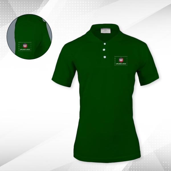 Embroidered Classic Polo T-shirt for Women Forest Green – Custom Logo Left Chest & Right Arm