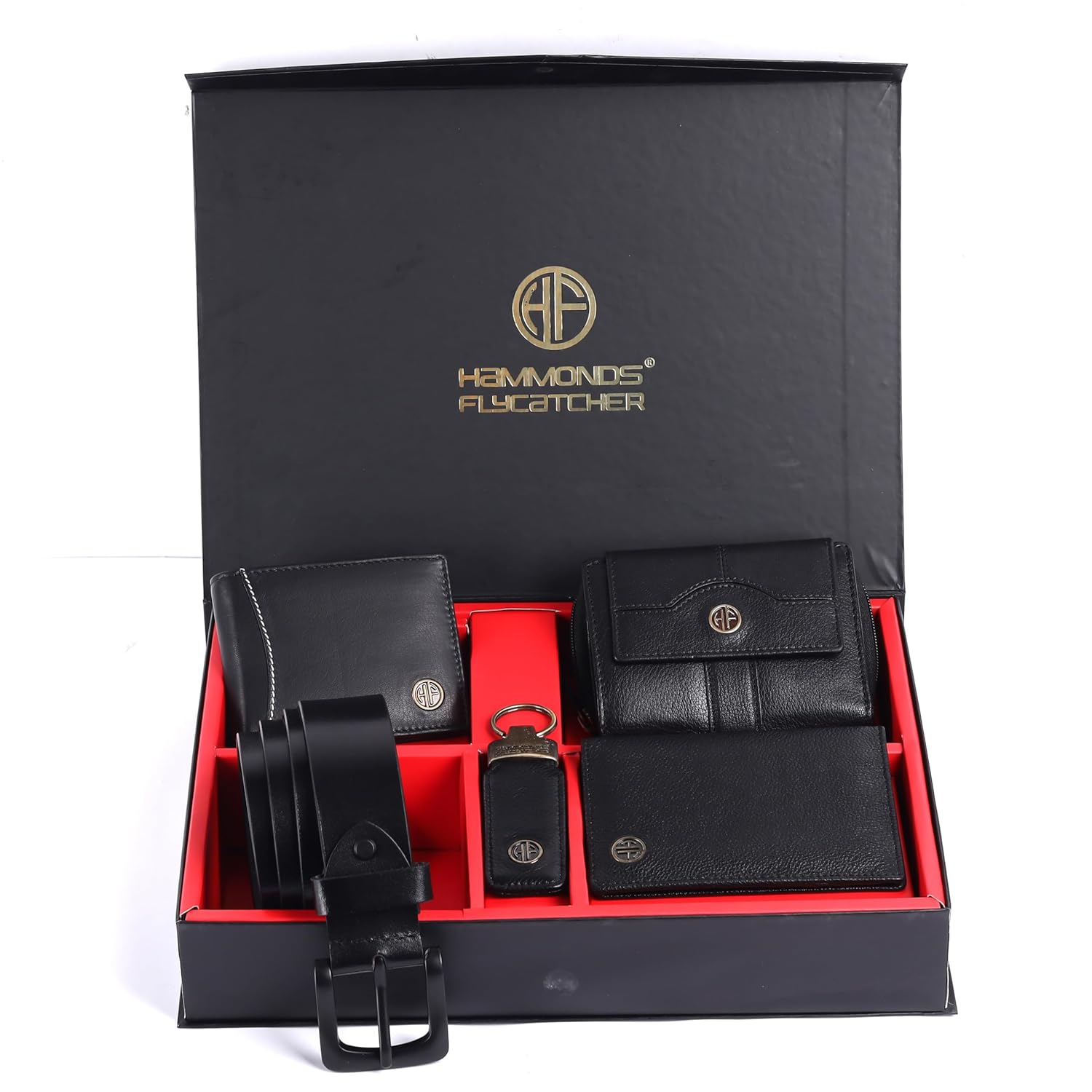 HF Genuine Leather Executive Gift Set | 5-in-1 Mega Combo for Men & Women (Black)-1