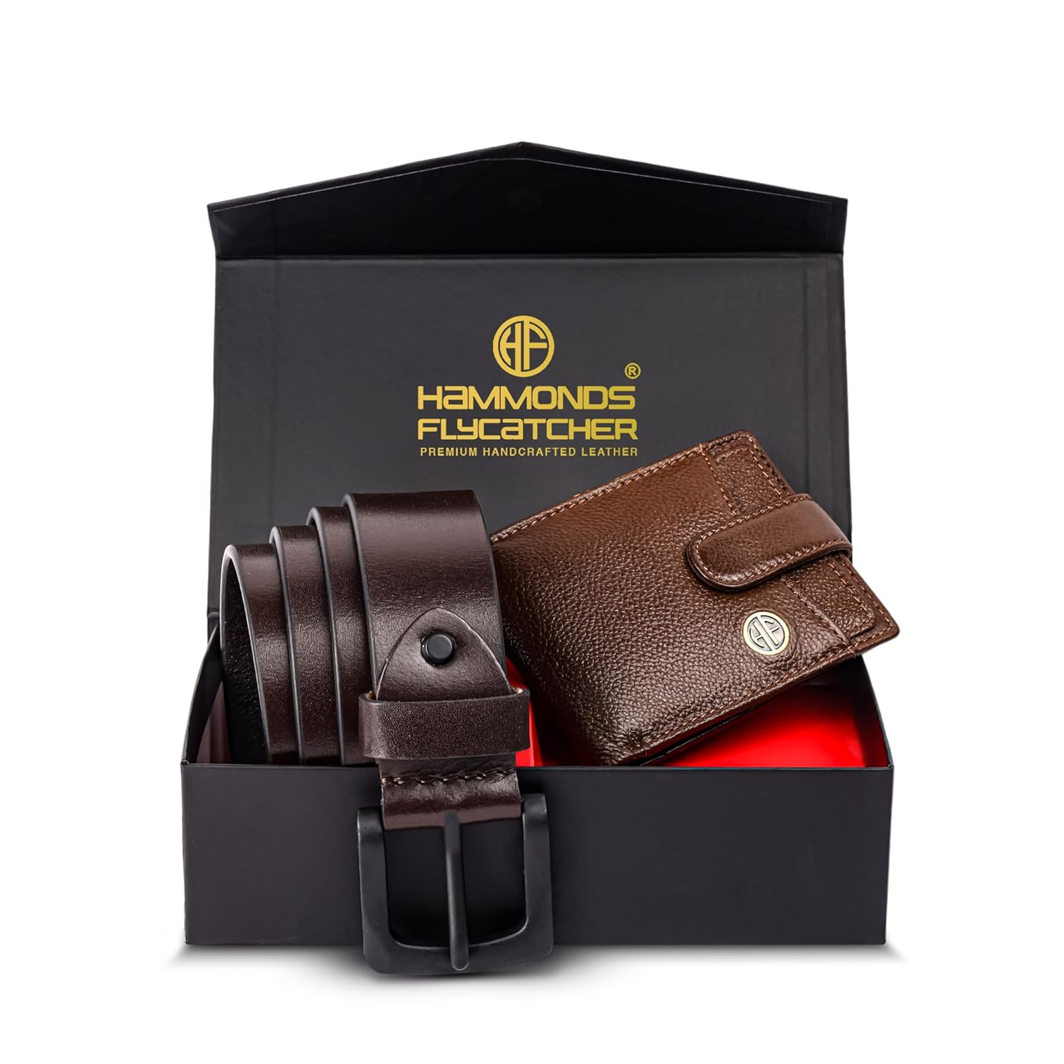 HF Premium Men's Leather Gift Set - Wallet & Belt Combo (Bronze Brown)