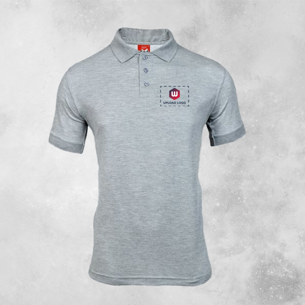 Titlis Polycotton Polo T-shirt for Men (Grey Melange) - Custom Logo Left Chest