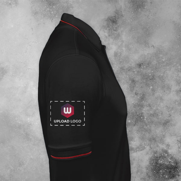 Scott Organic Cotton Polo T-Shirt for Men Black with Red - Custom Logo Left Chest & Right Arm-1