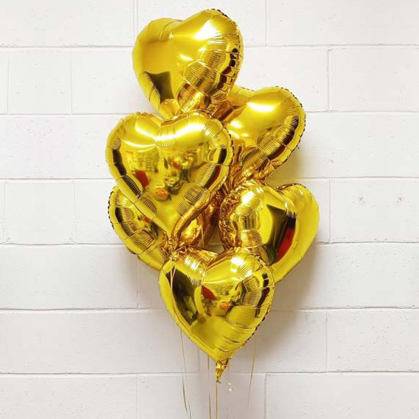 Six Gold Herasts Balloon Bouquet