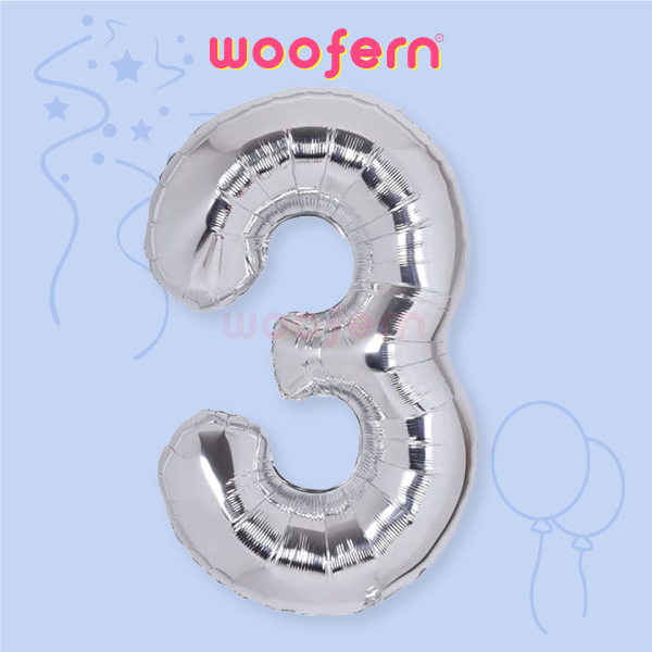 Number 3 Silver Foil Balloon 16 inch