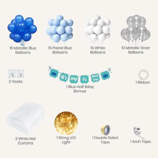 Blue & White Balloon Decoration Kit for Half Birthday-1