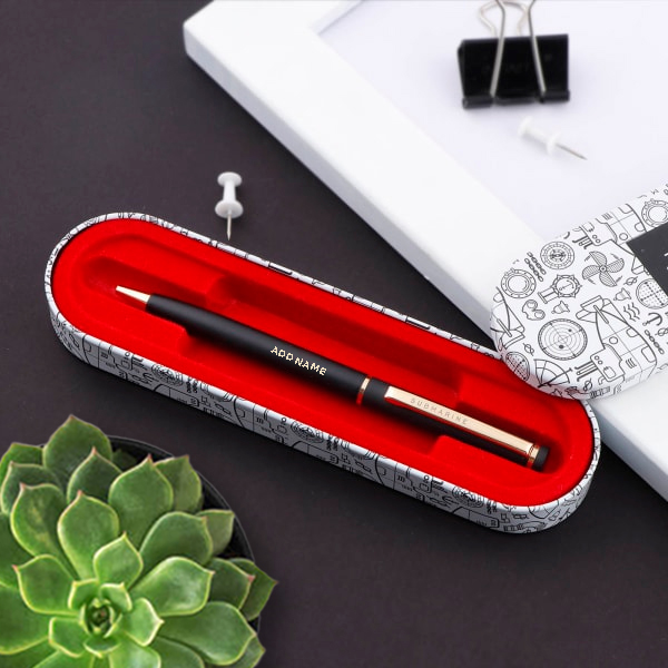 Elegant Black Ballpoint Pen - Customizable with Name-3