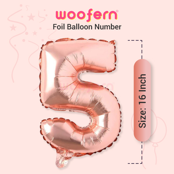 Rose Gold Foil Balloon  Number 5-16 inch-2