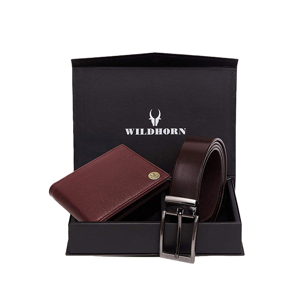 WILDHORN BATSVILLE Leather Wallet & Belt – Premium Gift for Men (Maroon)