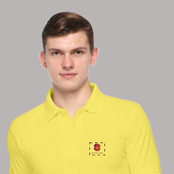 Embroidered FasTees Polo T-shirt for Men (Lemon Yellow)-1