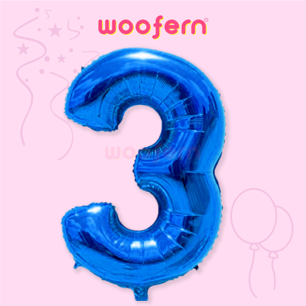 Blue Foil Balloon Number 3 - 16 inch
