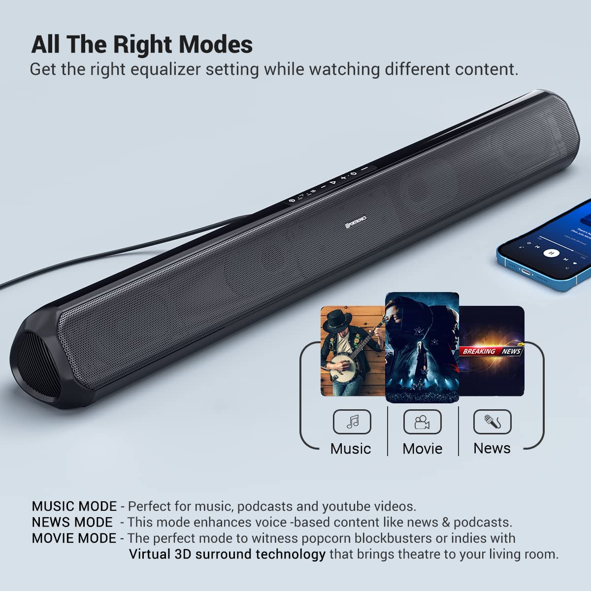 Portronics Sound Slick 7 50W Wireless Bluetooth Soundbar (Black)-6