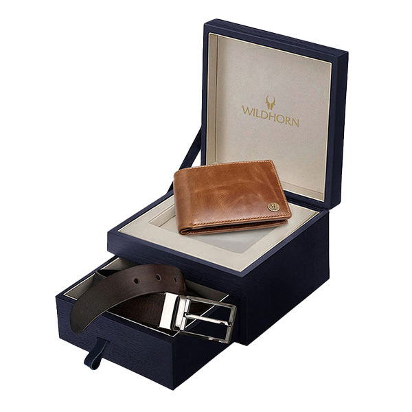 WILDHORN NOGALES Leather Wallet & Belt Gift Set (Tan Crunch)