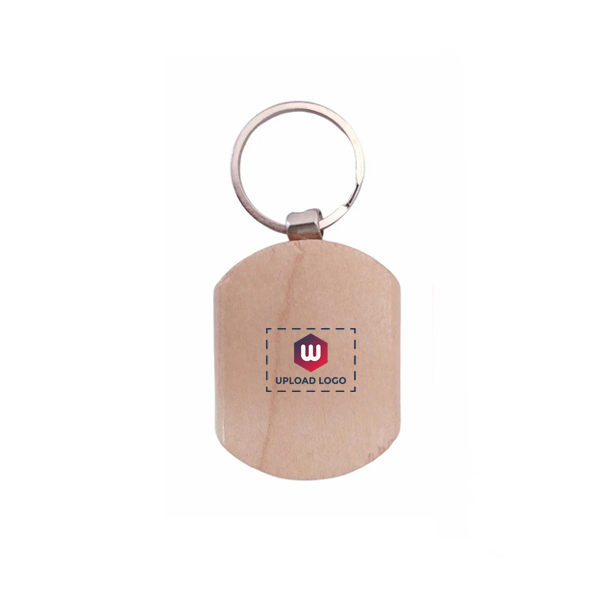 Rectangular Wooden Keychain with Custom Logo