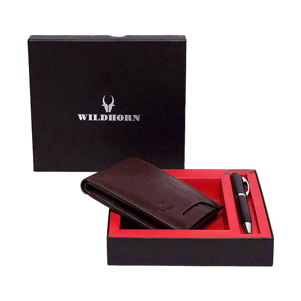 WILDHORN MACON Leather Wallet & Pen Gift Set (Brown)