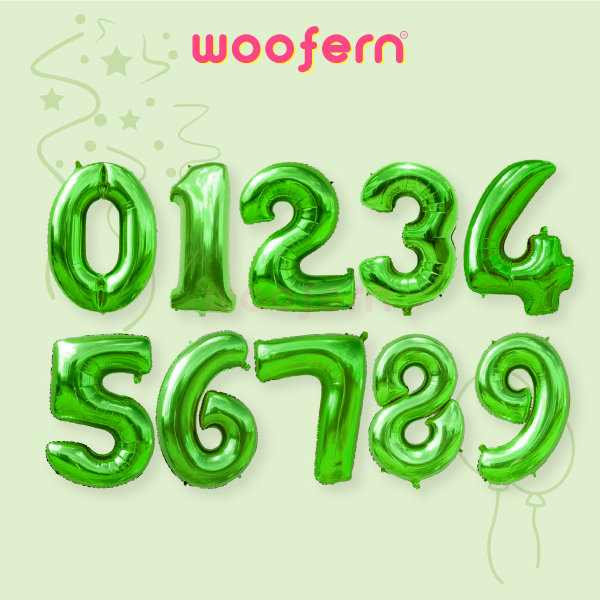 Green Foil Number Balloons 0 to 9 Balloons Set