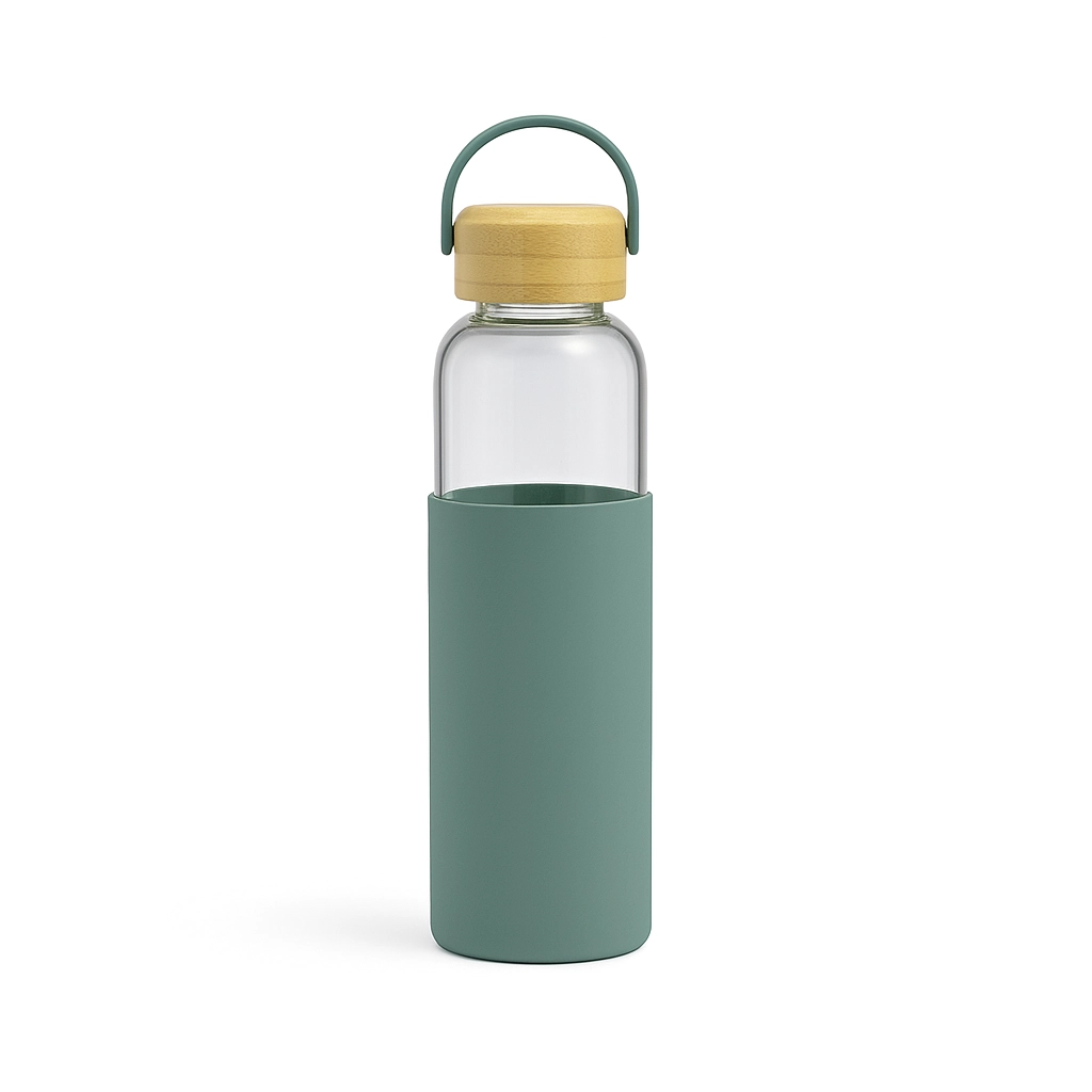 Glass Bottle with Silicone Sleeve 600ml with Custom Logo Branding-1
