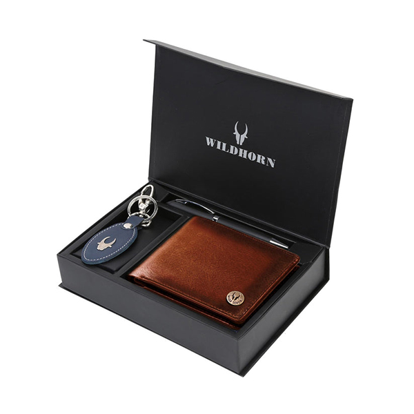 WILDHORN COSTA MESSA Leather Gift Set – Wallet, Keychain & Pen (Tuscan Tan)