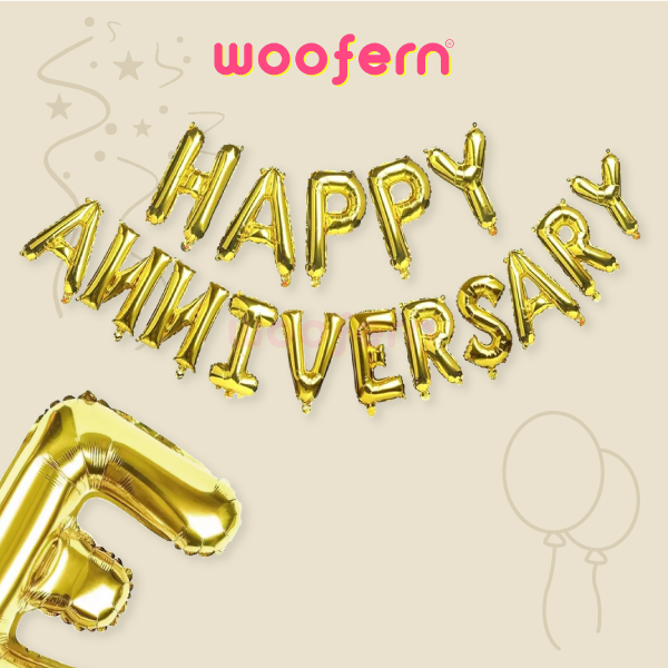 Happy Anniversary Foil Balloon 16 inch Balloon Banner (Gold)