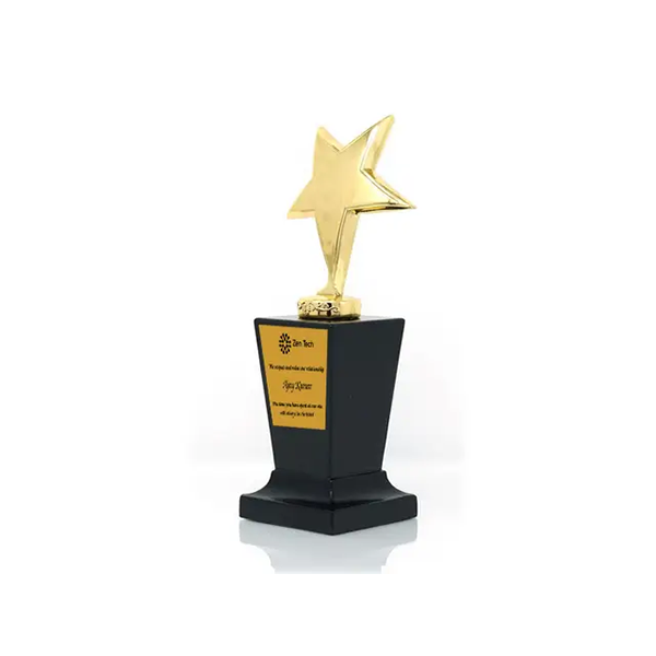 Rossette Tall Gold Trophy on Vintage Wooden Base-0
