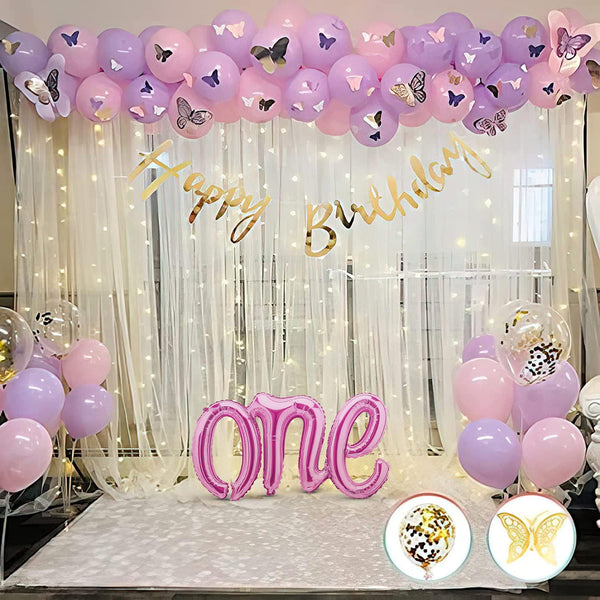 Sweet Pink and Purple Balloon Décor Kit for a Memorable 1st Birthday