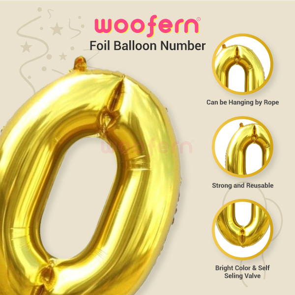 Golden Foil Balloon Number 0 - 16 inch-3