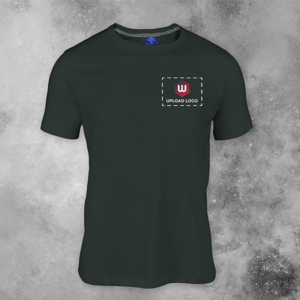 Ruffty Crew Neck Cotton T-shirt for Men Military Green - Custom Logo Left Chest