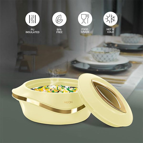 MILTON Pearl Inner Stainless Steel Jr. Casserole - Set of 3 (455 ml, 860 ml, 1270 ml) - Ivory-3