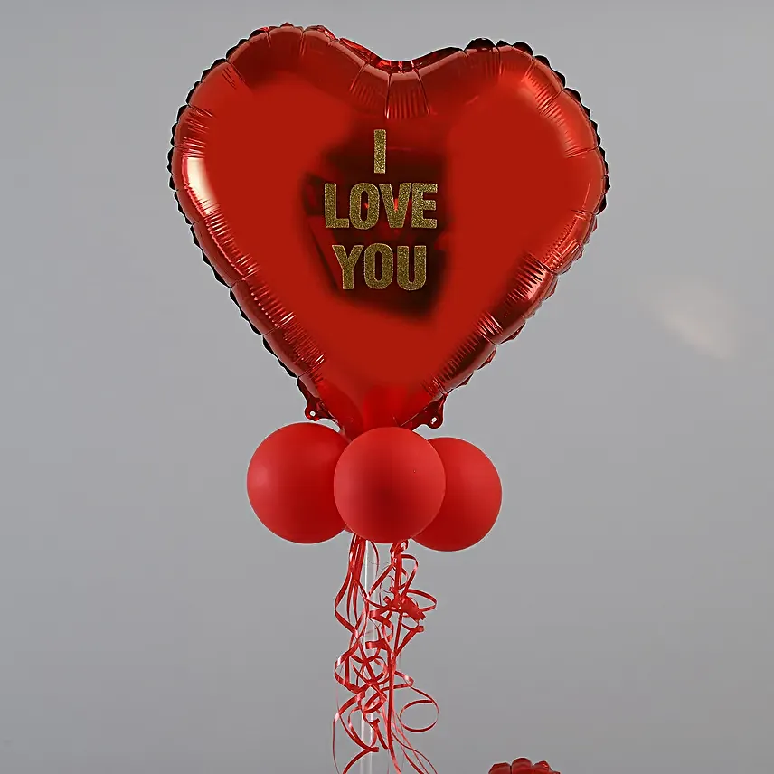 I Love You Red & Golden Balloon Bouquet-2
