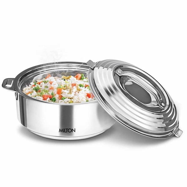 MILTON Casserole Galaxia 1500 1.5 L Double Wall Steel PU Insulated (Silver) Cook and Serve Casserole  (2000 ml)-1