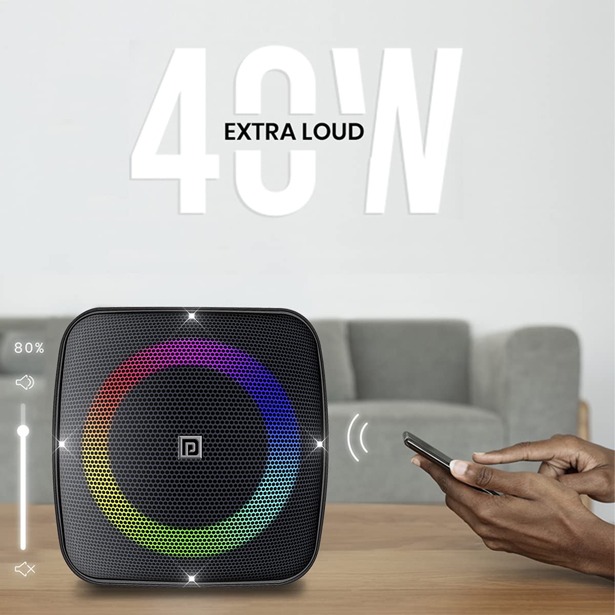 Portronics Dash 40W Portable Speaker with Karaoke Mic. with Digital (Black)-1