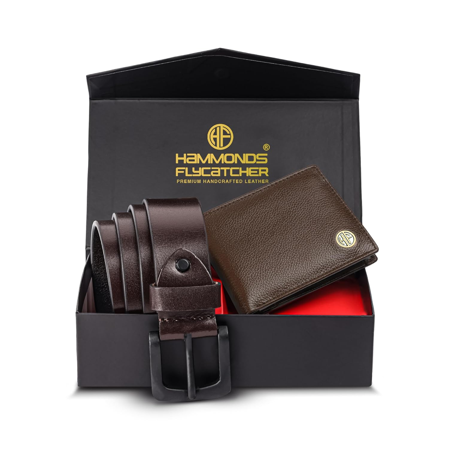 HF Premium Men's Leather Gift Set - Wallet & Belt Combo (Birchwood Brown)