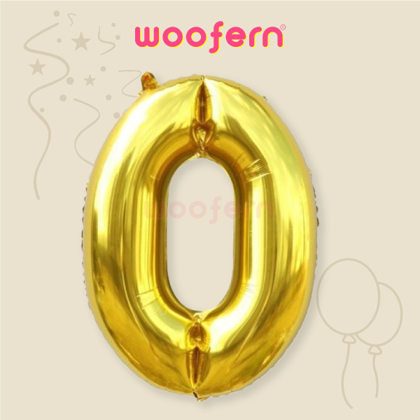 Golden Foil Balloon Number 0 - 16 inch-0