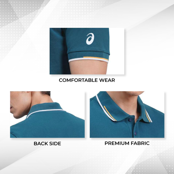 ASICS Dual Tipping Polo T-Shirt - Customized with Logo (Ink Teal)-2