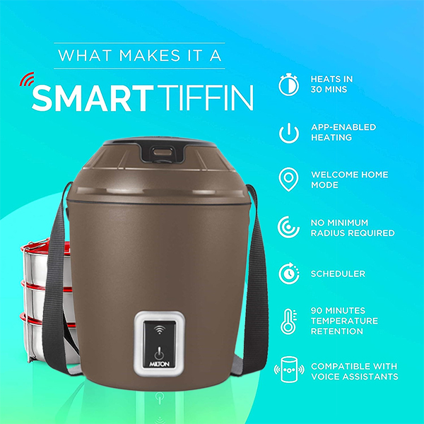 MILTON Smart Electric Tiffin -900ml (Brown)-2