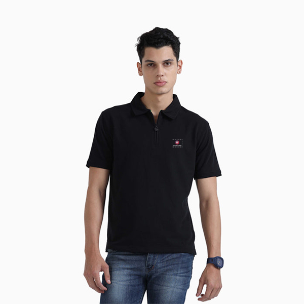 Caslay Sweat Polo T Shirt (Black)