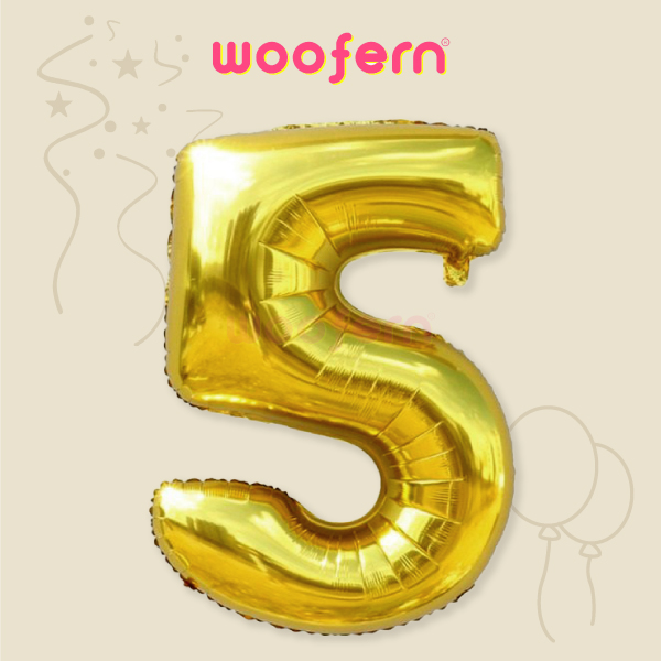 Golden Foil Balloon Number 5 - 16 inch