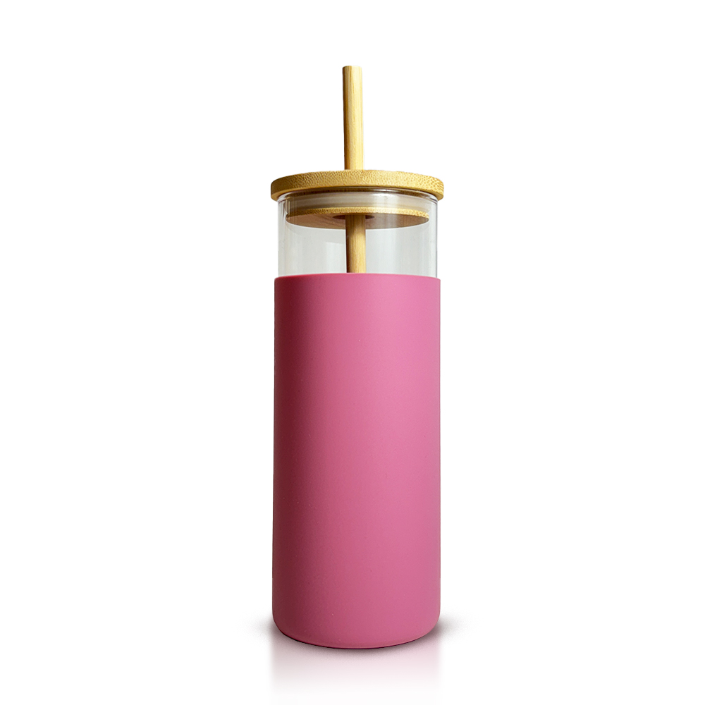 Glass Tumbler with Bamboo Lids & Protective Silicone Sleeves-1