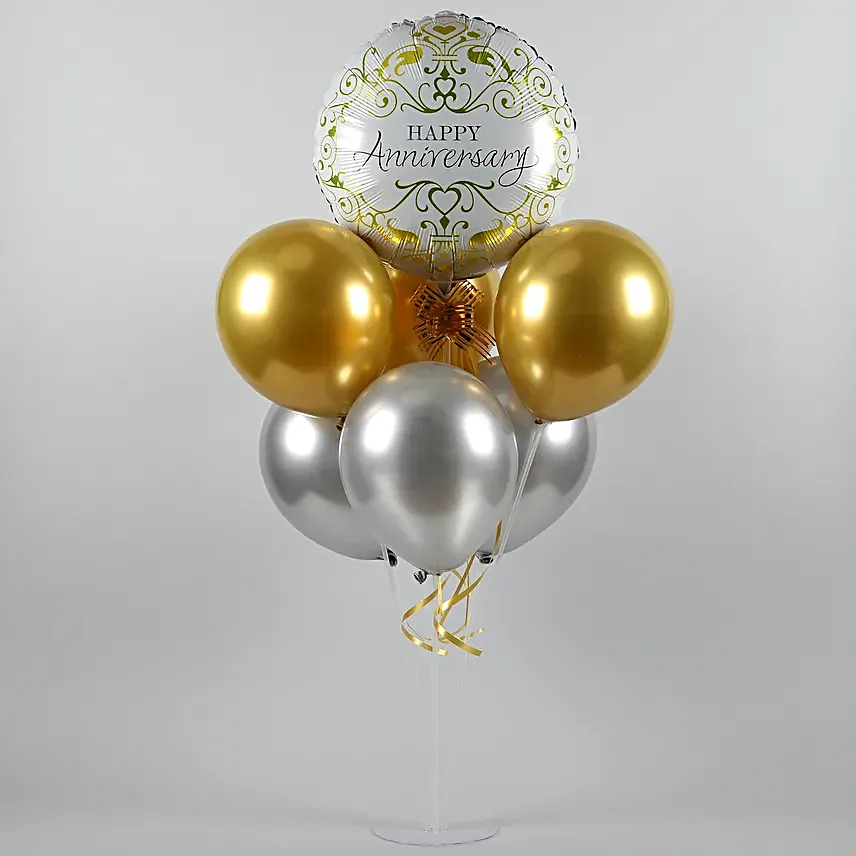 Gold & Silver Anniversary Balloon Bouquet-0