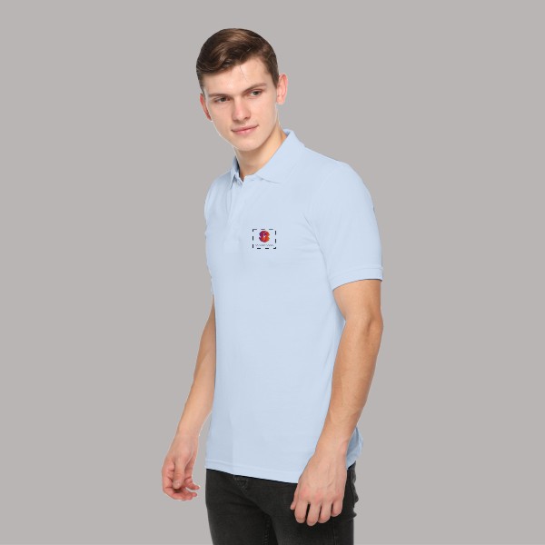 Embroidered FasTees Polo T-shirt for Men ( Ice Blue)-3