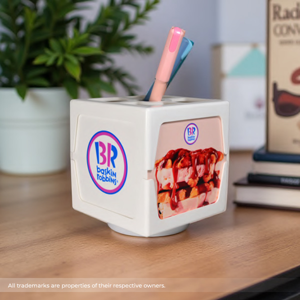 Custom Rotating Pen Holder – 4-Side Logo Print Organizer-0