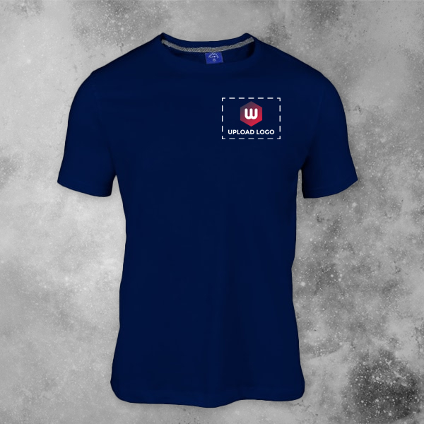 Ruffty Crew Neck Cotton T-shirt for Men True Navy - Custom Logo Left Chest